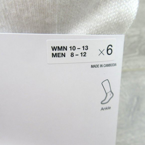 Nike Everyday Plus Cushioned Ankle Socks 6 Pack Men's 8-12 White NEW - Picture 4 of 9